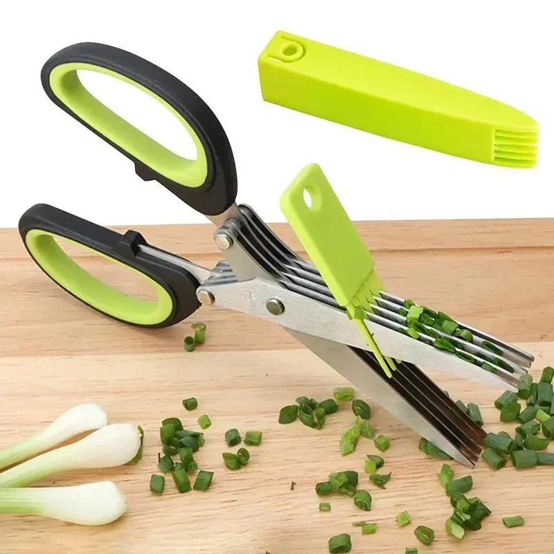 Multifunctional Muti Layers Stainless Steel Knives Kitchen Scissors Scallion Cutter Herb Laver Spices Onion Cook Cut Scissor