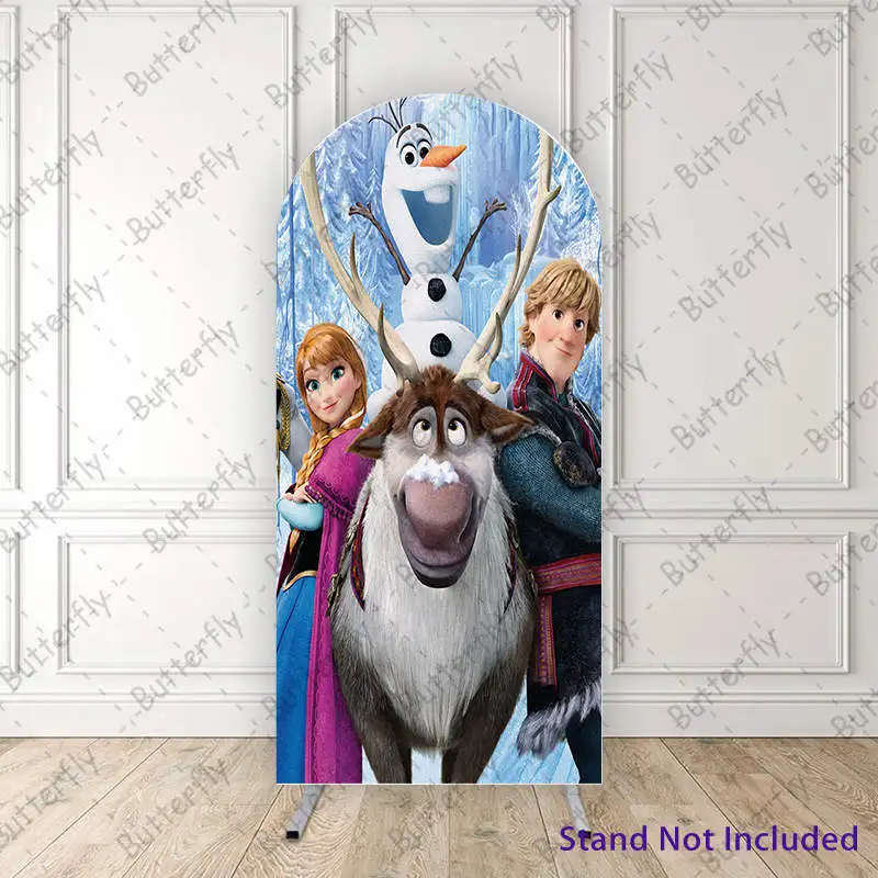 

Reindeer Elsa Princess Anna Olaf Sven Custom Frozen Disney Snow Arch Backdrop Cover Girls Birthday Party Background Decoration