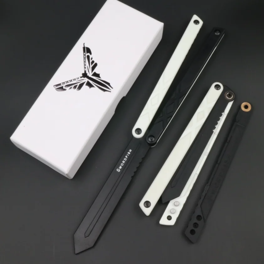 Swordfish Balisongトレーナーフリッパー,安全な屋外バタフライナイフ
