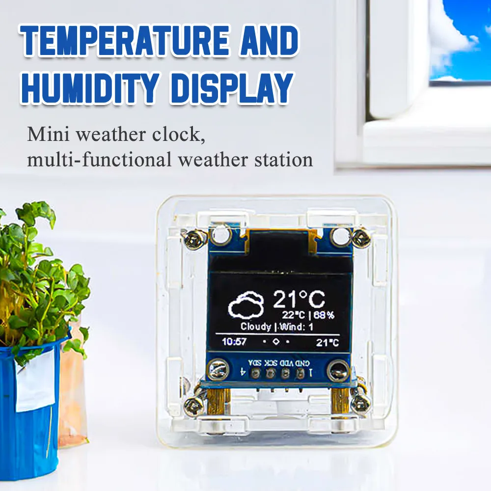 DIY Digital Clock Kit ESP8266 MINI Weather Clock WIFI Soldering Practice Electronic Multifunctional Weather Station