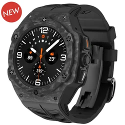 Luxury Carbon Fiber Modification Kit for Samsung Galaxy Watch Ultra (2025) Fluororubber Strap for Galaxy Ultra 47MM Accessories