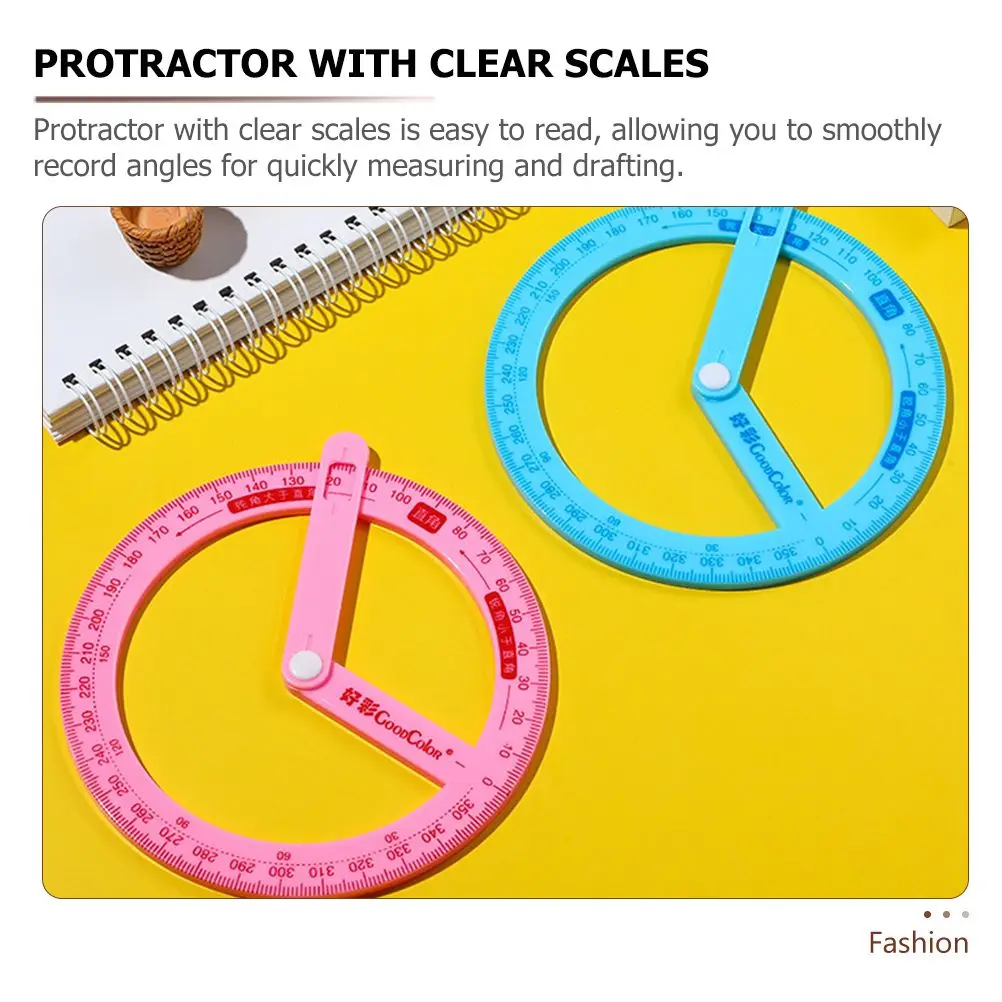 6Pcs 360Degree Protractor Transparent Clear Scale Measuring Tool Plastic Ruler for Students Teachers Classroom Drafting Drawing