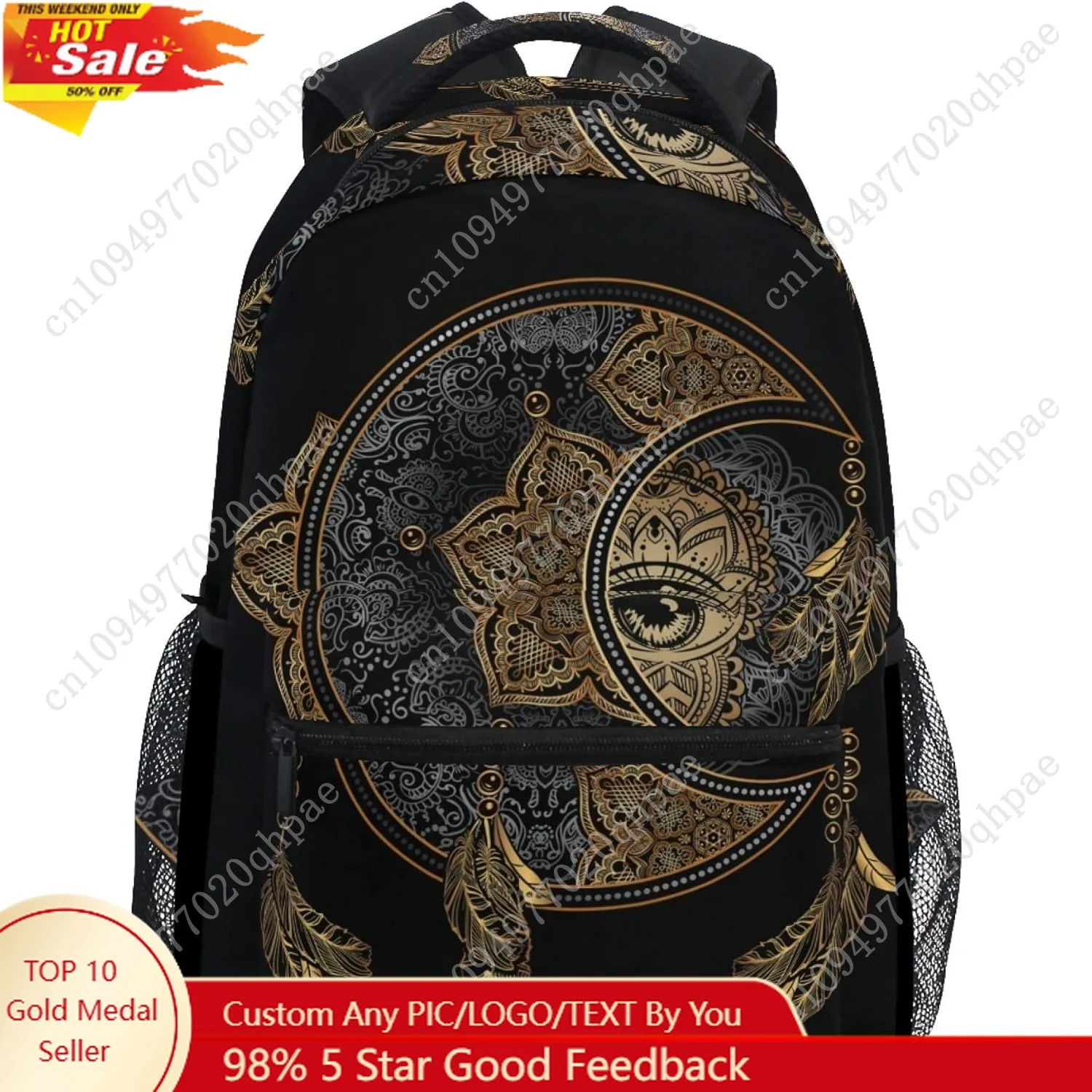 

ALAZA Boho Moon Sun Witchy Dream Catcher Large Backpack Personalized Laptop iPad Tablet Travel School Bag with Multiple Pockets