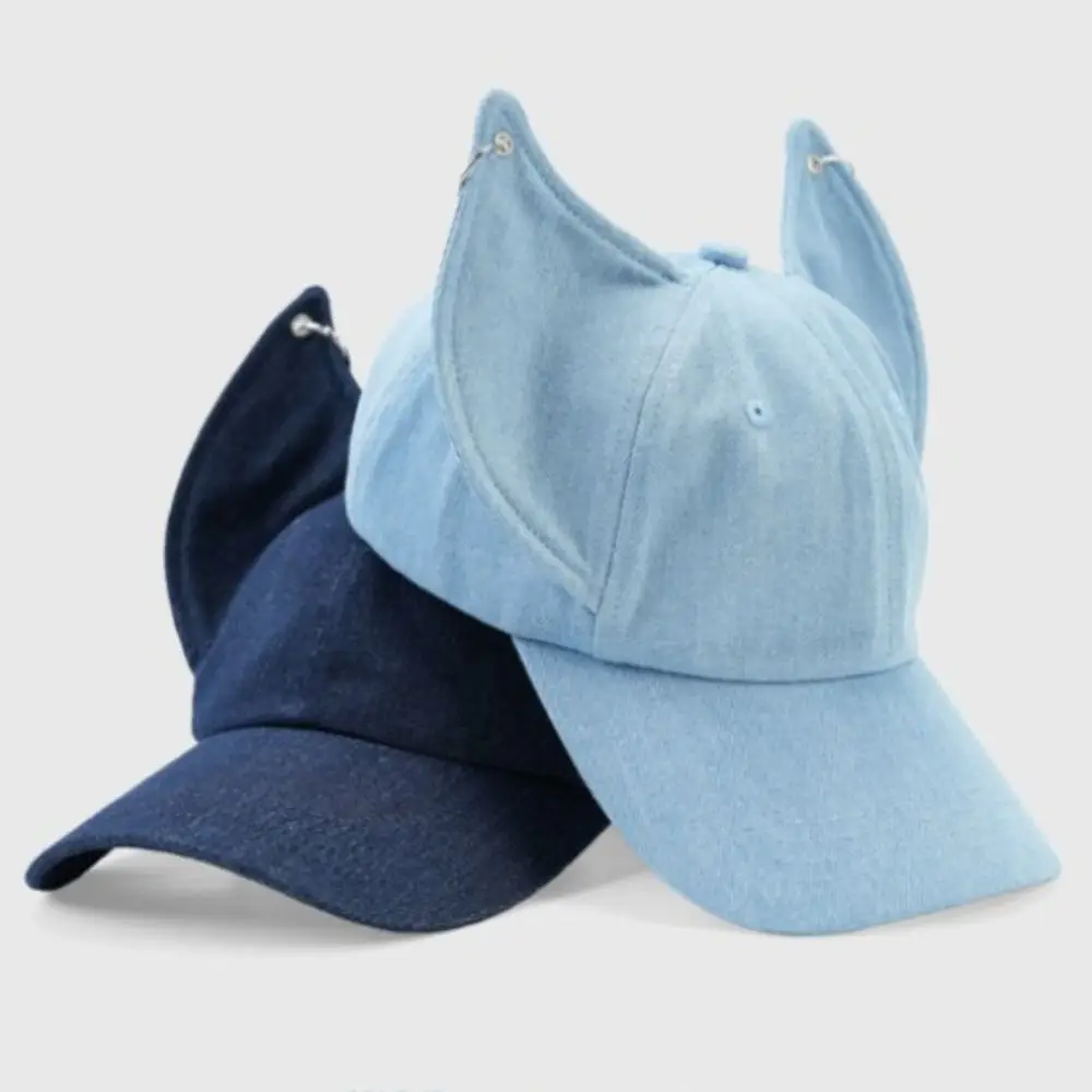 

New Fox Ears Cowboy Baseball Cap Metal Buckle Y2k Hip Hop Hat Breathable Adjustable Duckbill Hat Women