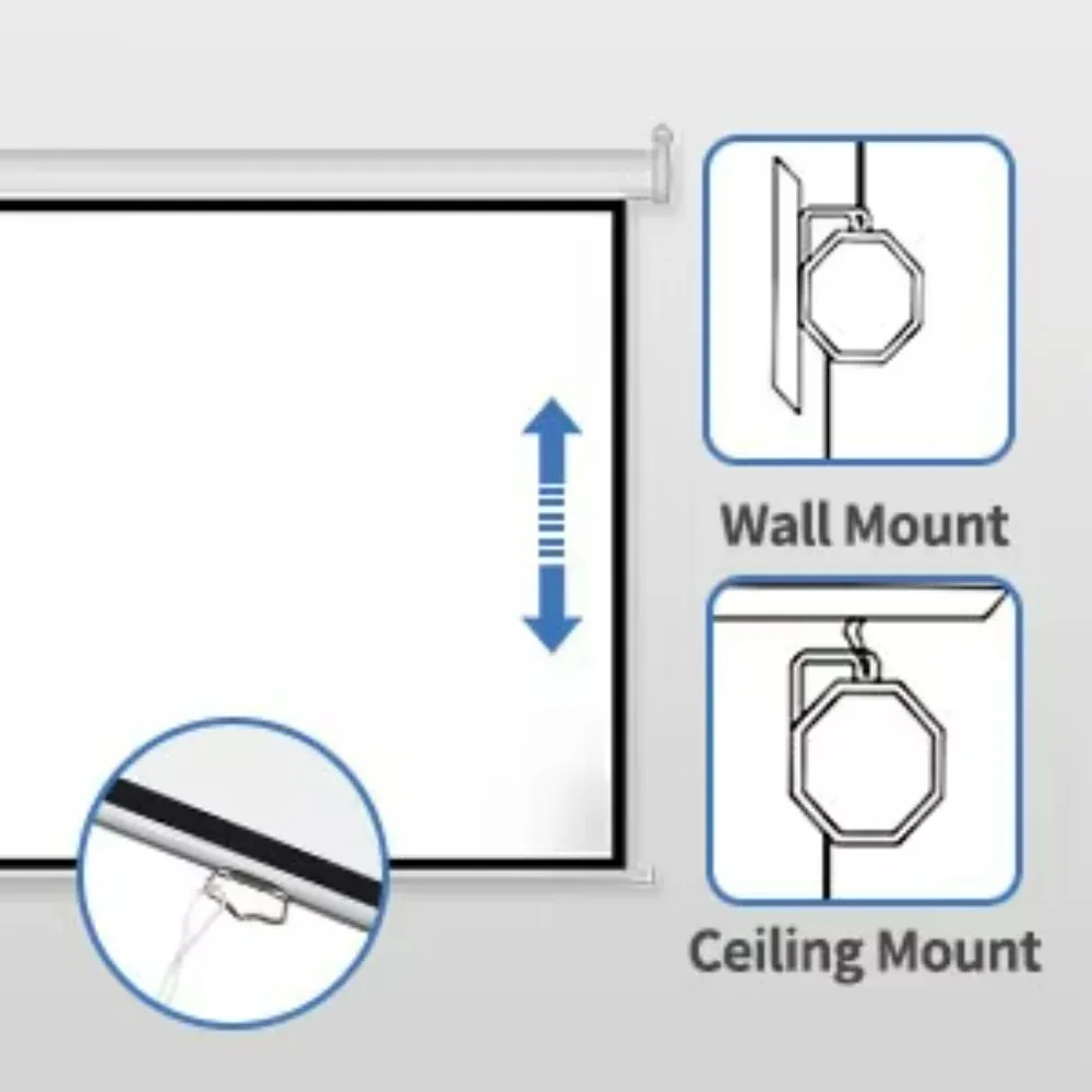 Hot Sell 100Inch Matte White Electric Projector Screen with Remote Control Home Theater High-Quality Motorized Projection Screen