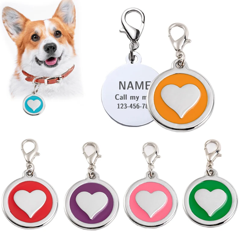 Cute Love Models Can Be Lettered Dog Tag Metal Pet Dog Tag Anti-lost Lettering Pet Dog Tag Custom Logo Keychain Pet Accessories