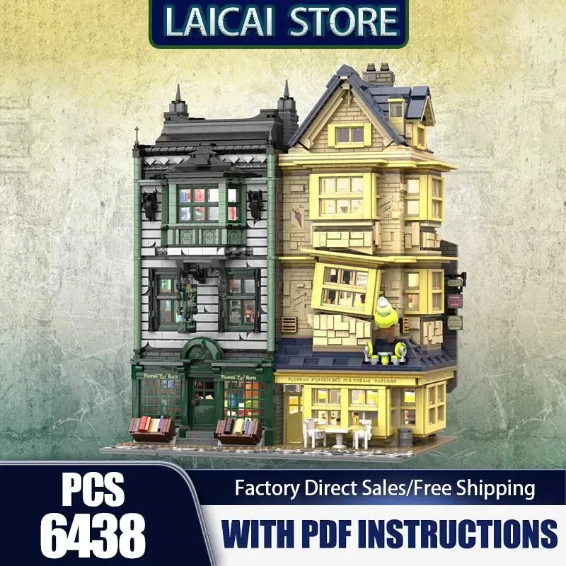 نموذج الفيلم Moc اللبنات البلاط والفلوريان الآيس كريم صالون نموذج التكنولوجيا الطوب لتقوم بها بنفسك ألعاب تجميع الهدايا البناء