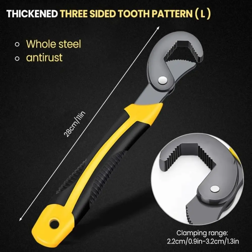 3 면 톱니 달린 다기능 목공 스패너, 범용 조정 가능한 렌치, 조정 가능한 수공구, 포켓 렌치