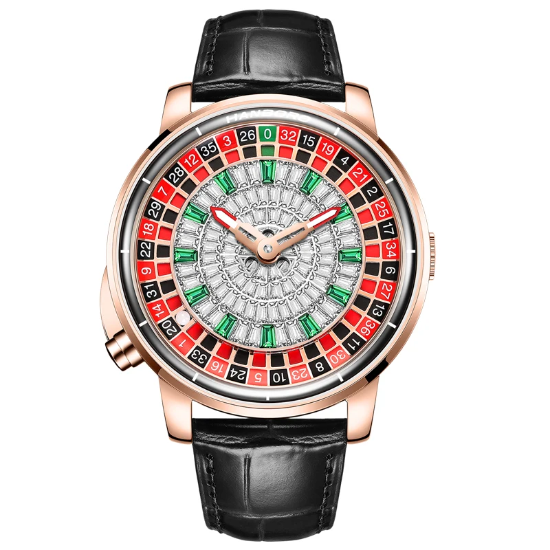 HANBORO Roulette-Serie MIYOTA-Uhrwerk Herren Automatische Mechanische Uhr Modifizierte Rotationsfunktion Personalisiert Kreativ