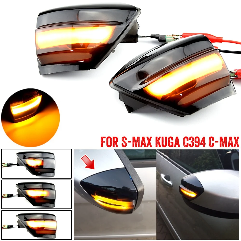 LED Dynamic Turn Signal Side Mirror Sequential Indicator Blinker Light for Ford S-Max 2007-2014 C-Max 2011-2019