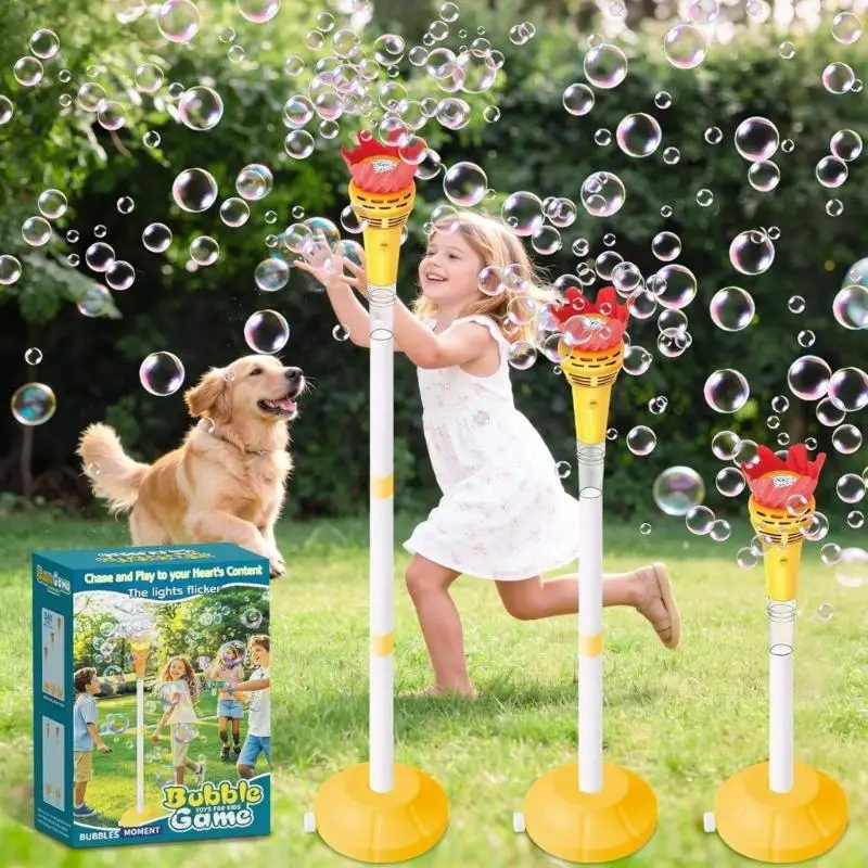 

Automatic Bubble Machine Toy With Torch LED Light Sound Effect Perfect For Birthday Party Outdoor Event Decoration A2UB