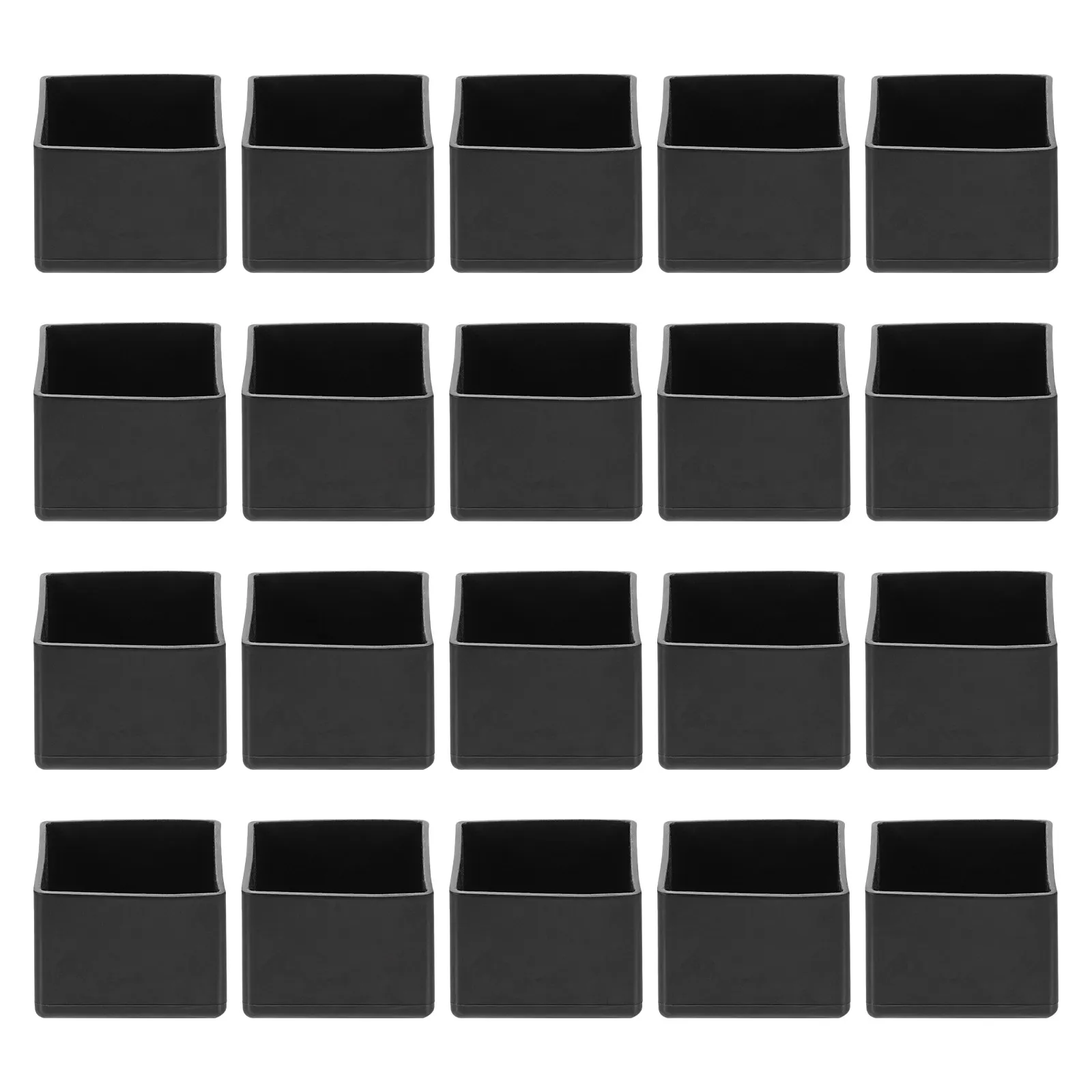 20Pcs Square Chair Leg Caps Thick Rubber Chair Foot Pads Anti-Slip Table Feet Protectors for Wood Tile Laminate Floor Black