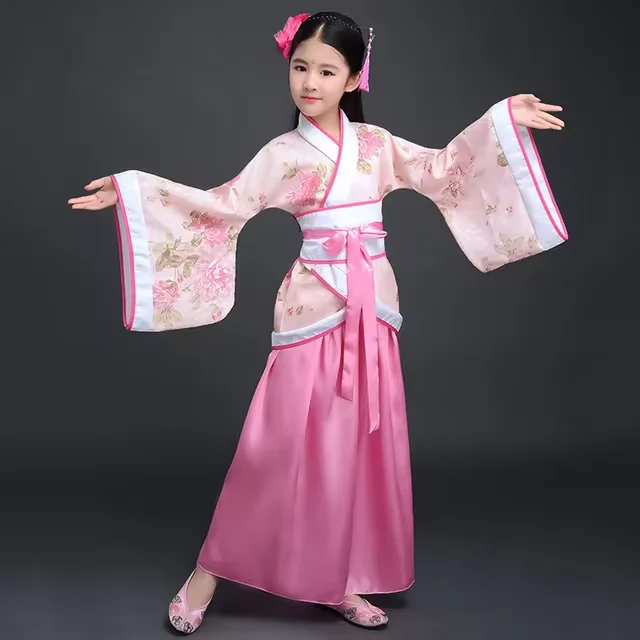 Ancient Chinese Costume Kids Child Seven Fairy Hanfu Dress Clothing Folk Dance Performance Chinese Traditional Dress For Girls