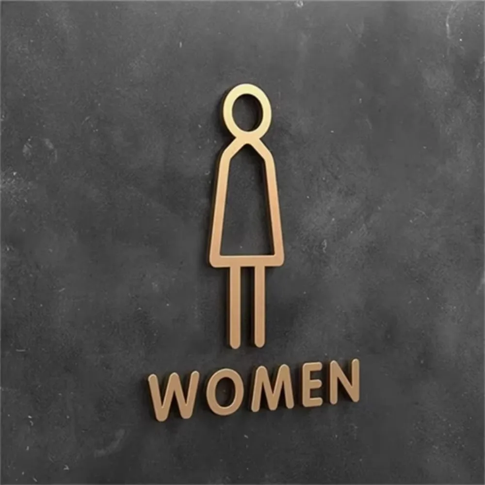 Sophisticated 2D Arrow Acrylic Toilet Sign Plate - High-Quality Washroom Wall Label Sticker,  Suitable for Cultural Venues