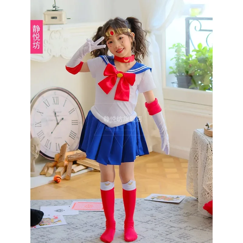 5PCS Anime sailor suit Moon Cosplay Costumes Tsukino Beautiful Girl Uniform Kid Dress Halloween Costumes Women Clothing*.1