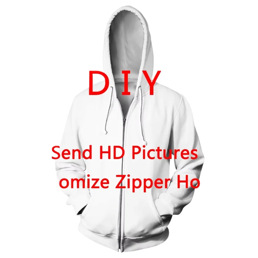 

HX DIY Custom Zipper Hoodies Men 3D Printed Own Picture/Star/Singer/Anime/Cartoon Harajuku Zip Hoodie Tops