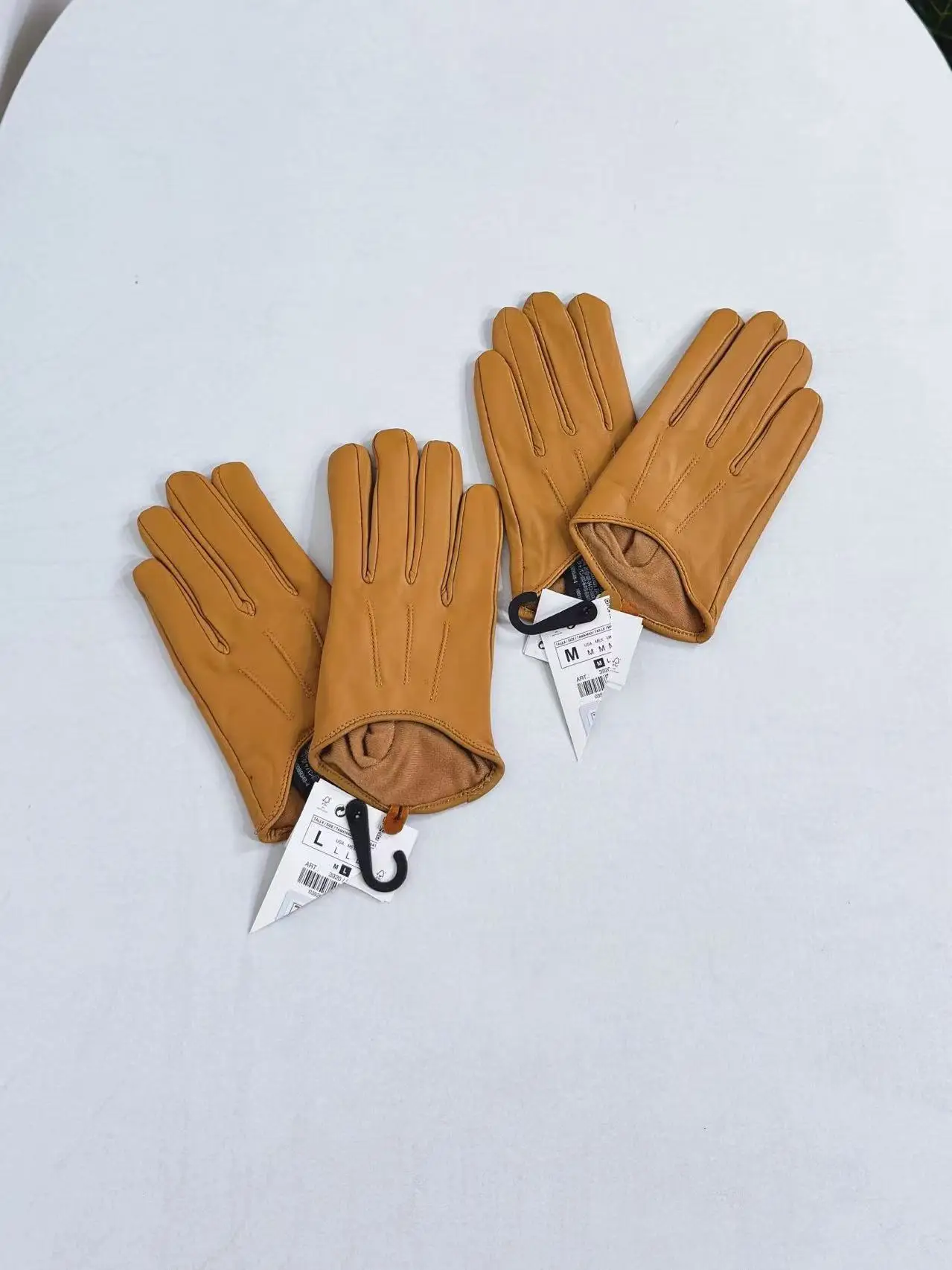 

Sheepskin Touchscreen Gloves Women's Winter Warmth Thin Fleece Leather Separate Finger Hand Warmers Windproof Simple Style