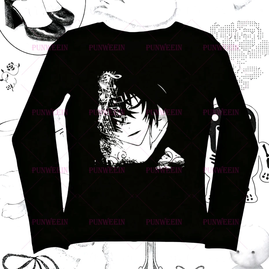 

Aesthetic Graphics japan Anime Clothes Vintage Punk Gothic punk Crop Top Subculture Vibe Y2k Streetwear long sleeve Top Baby Tee