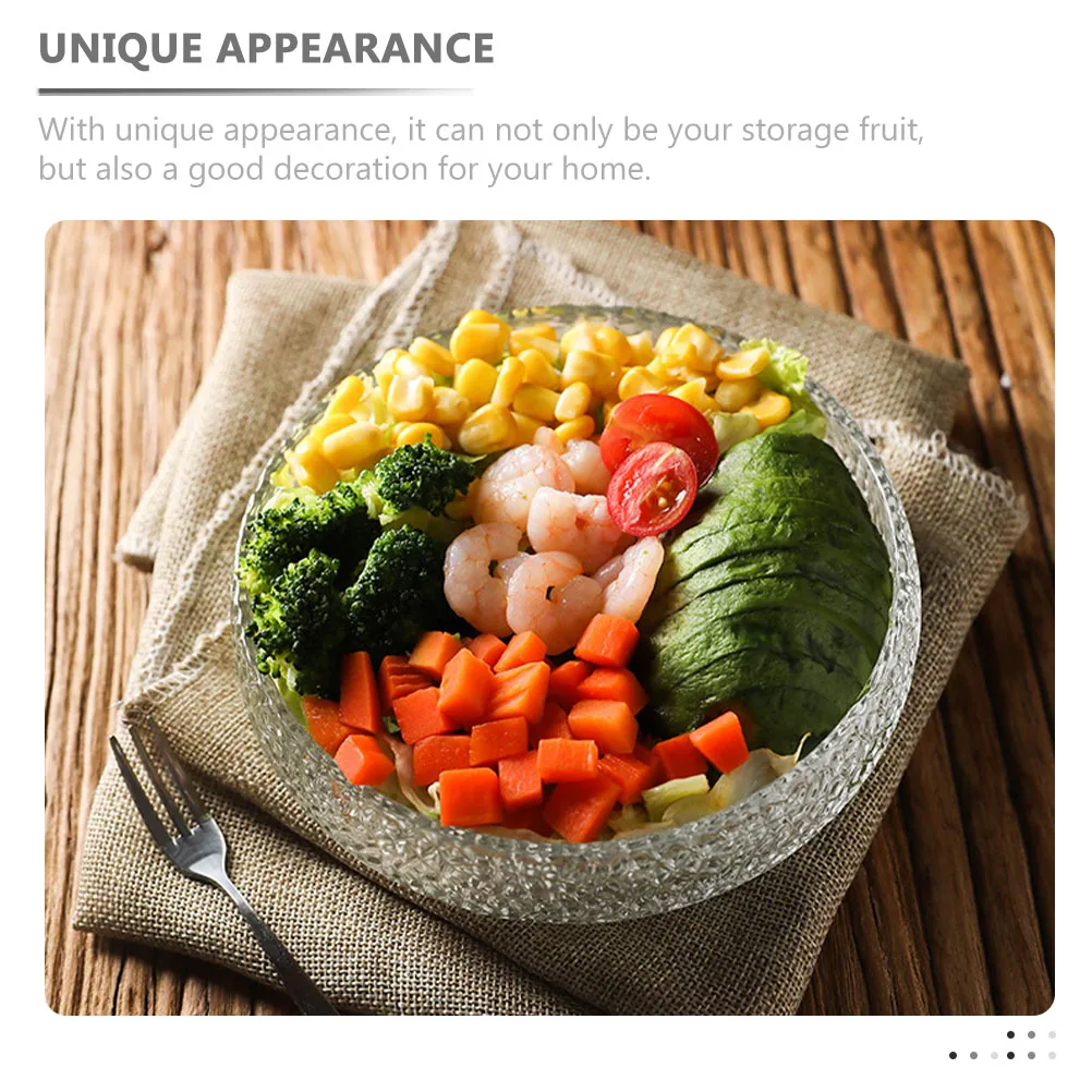 

Household Glass Salad Bowl 430Ml Clear Multi-Use Dessert Serving Container for Fruits Salads Ice Cream Kitchen Dining