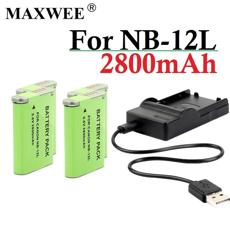 

MaxWee NB-12L Battery 2800mAh 3.6V NB 12L NB12L Camera Battery For Canon G1 X Mark II G1X Mark 2 N100 VIXIA mini X Battery