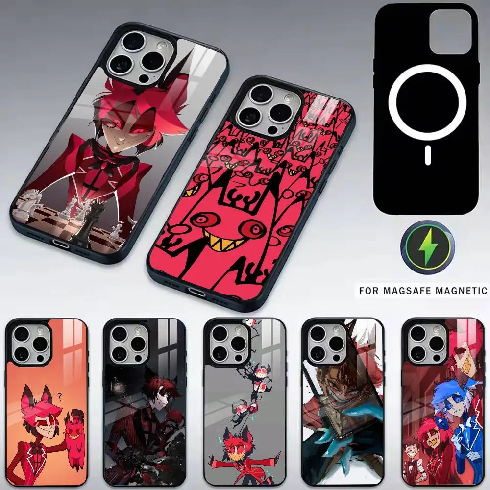 

Hazbin H-Hotel-l A-Alastor Phone Case For iPhone17,16,15,14,13,12,11 Plus,Pro Magnetic with Magsafe Wireless Charging