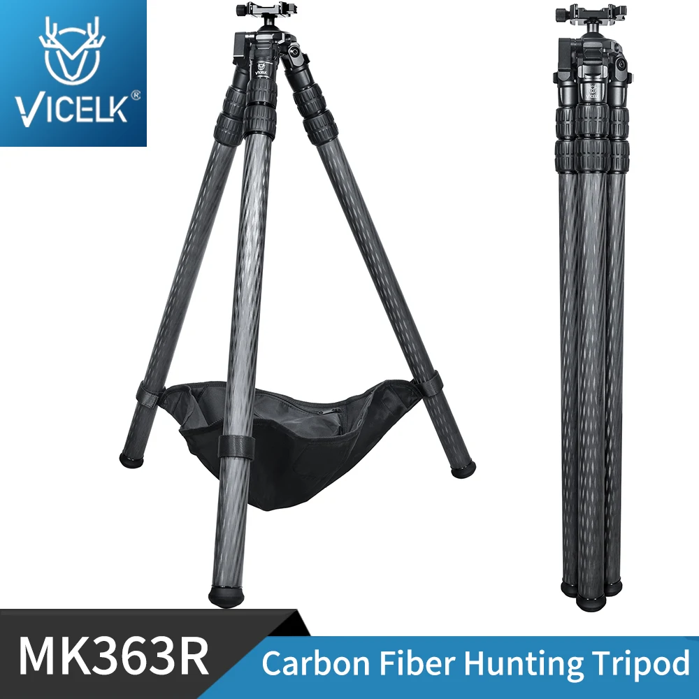 

VICELK MK363R Carbon Fiber Tripod 44mm Ball Head Adapter with Arca Swiss Quick Release, Shooting, Hunting and Outdoors,Load 35kg