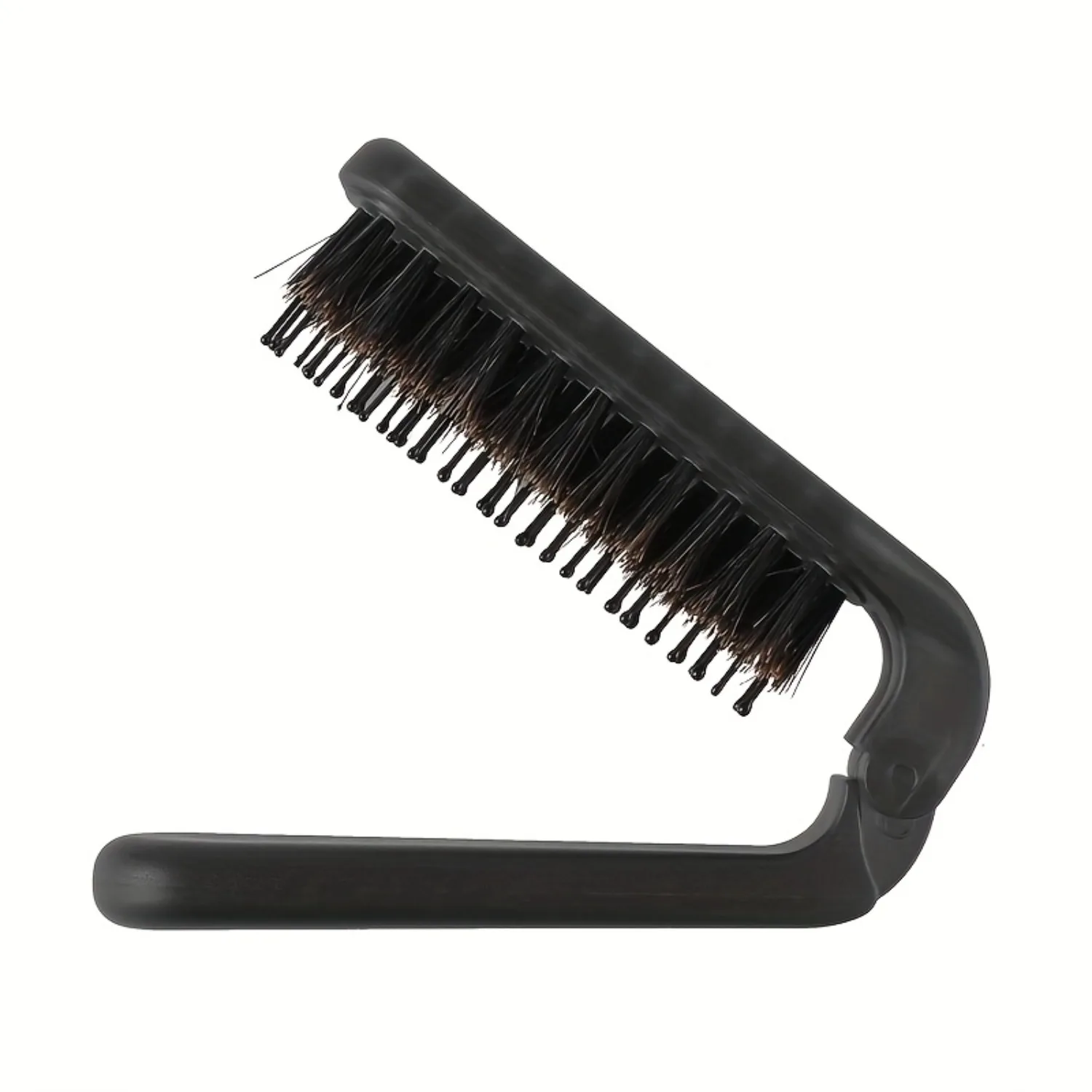 Portable Folding Hairbrush Boar Bristle Anti-Static Fine Teeth Detangling Comb Unisex Beard Ladies Styling Tool with Foldable