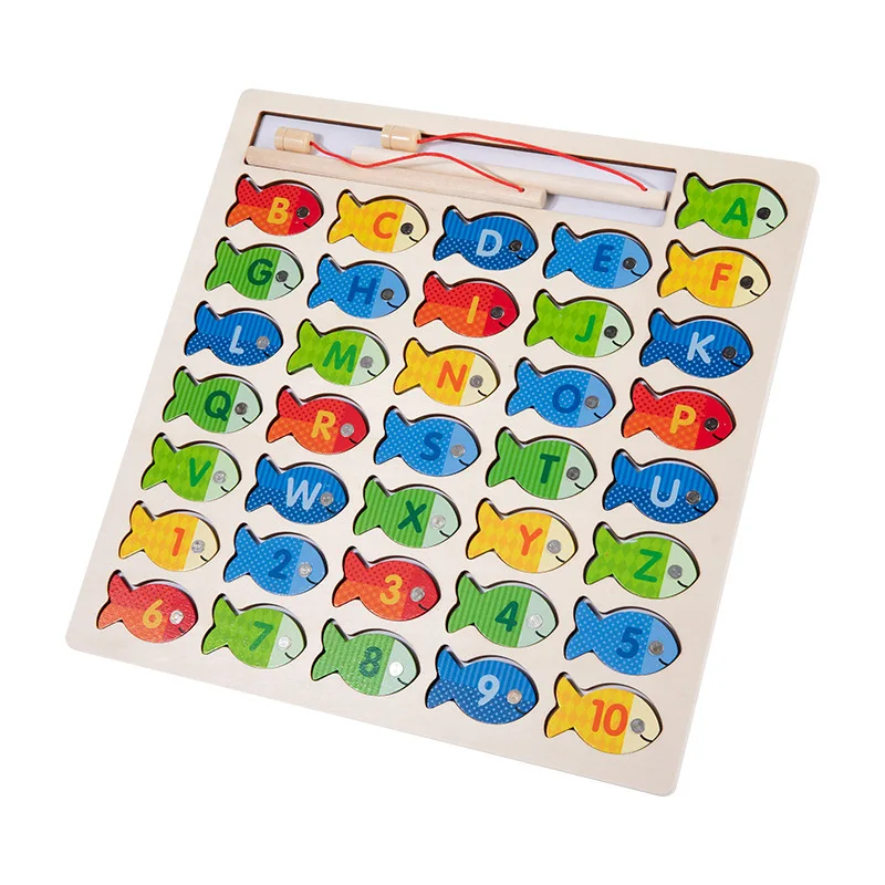 Zabawki Montessori drewniany list magnetyczny poznanie gra wędkarska kolor parowanie Puzzle Board wczesna edukacja zabawka dla dzieci dzieci