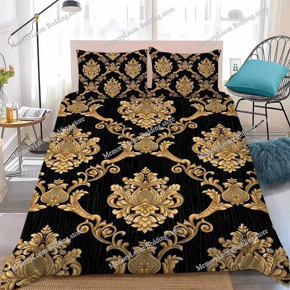 Luxury Black Gold Purple Duvet Cover Set Home Style Bedding Soft Laundry Cotton Bed Student Dormitory Gift Home Textileextile592