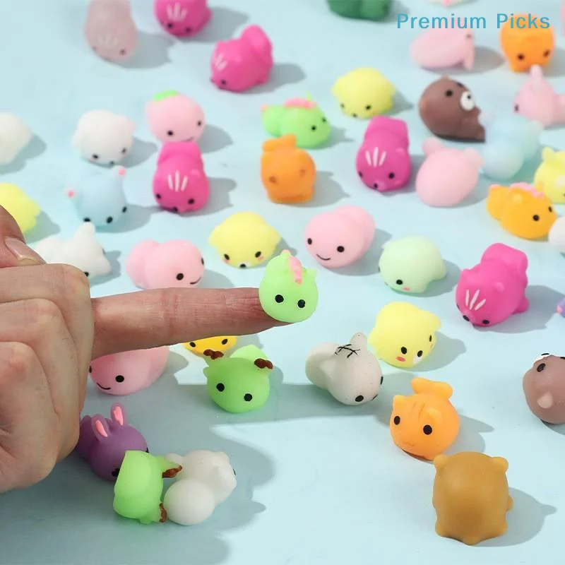 portable10Pcs Soft Mini Kawaii Mochi Squeeze Toys Stress Relief Fidgets for Kids Adults Office Relaxation