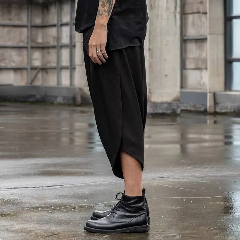

Personality Simple Trouser Legs Black New Men's Classic Men And Women With The Same Casual Relaxed Nine Point Pants Skirt