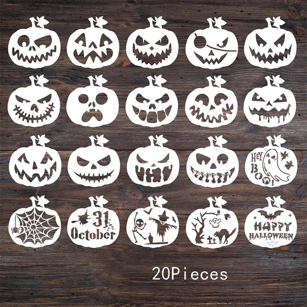 Lychee Life 20Pcs Halloween Pompoen Ghost Sjabloon Set Diy Productie Sjabloon Huisdecoratie Accessoires Feestcadeau