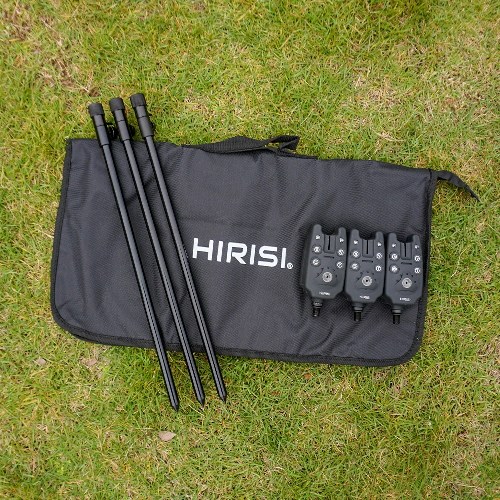 Hirisi Carp Fishing Rod Pod Set Bank Sticks With 3pcs Fishing Alarm in Portable Tackle Bag Fishing Accessories