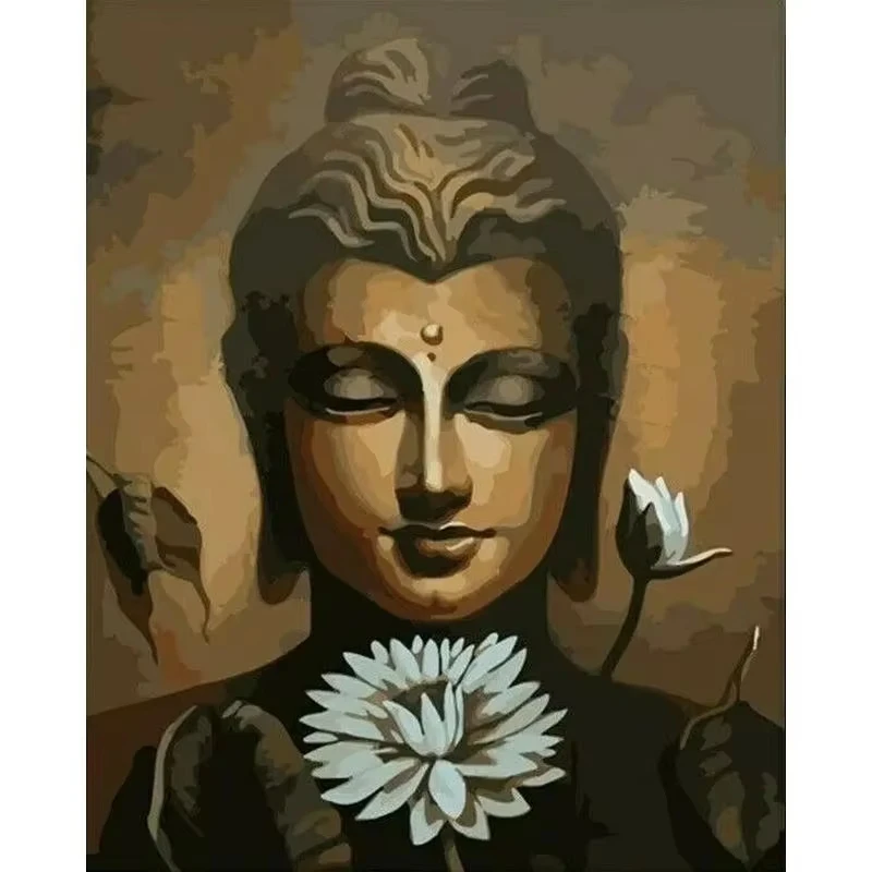 DIY Paint By Number Buddha Statue By Numbers Drawing on Canvas Hand Painted Picture Art Gift Home Decor