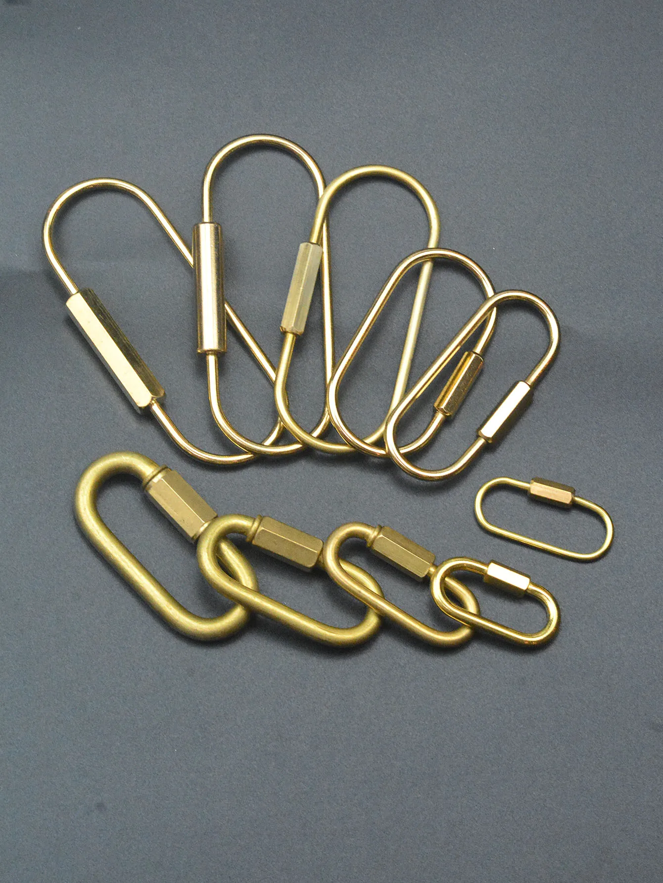 Extra large and small Solid brass wire wrap run course oval Screw Lock Carabiner Key ring Keychain DIY EDC housewarm gift