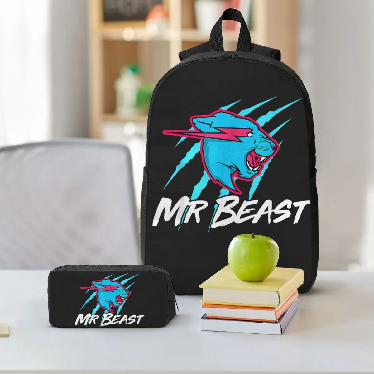 3 Stuks Mr Beasts Schooltassen Set Voor Kinderen Gaming Beasts Stijl Pennenbakjes Rugzak Sets Met Lunchbox Voor studenten Knapzak
