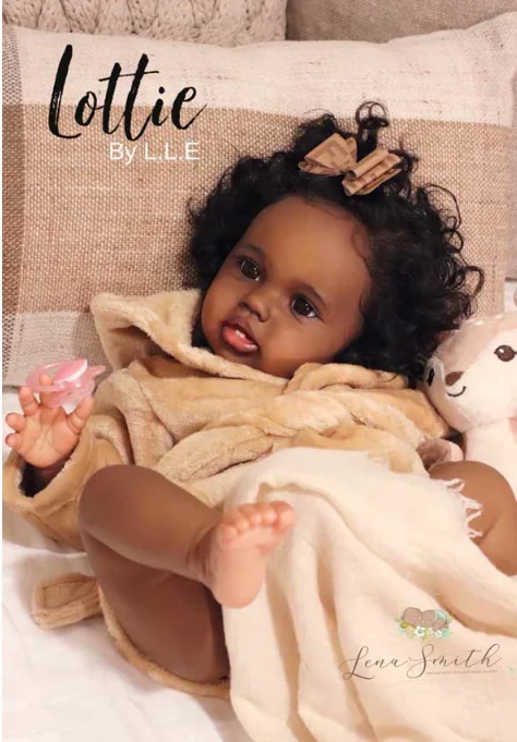 EGO 24inch Reborn Doll Lottie Newborn Baby Size Black Complexion Rooted Hair Painted Finished