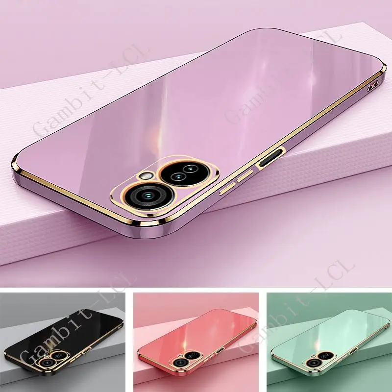 Luxury Square Plating Phone Case For Tecno Spark 9 Pro 9T Spark9 9Pro Spark9Pro ShockProof Soft TPU Silicone Back Cover Fundas