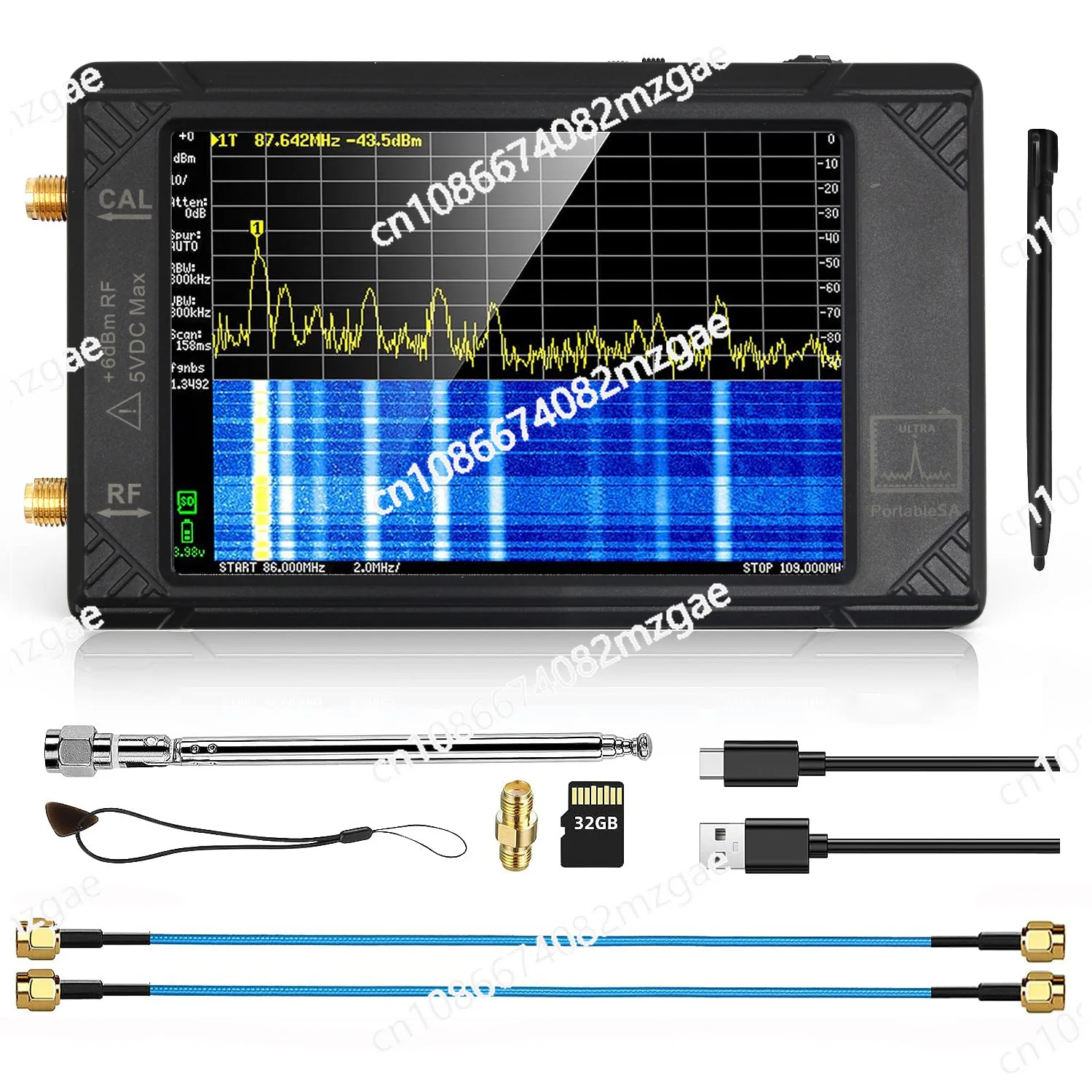 

4-Inch Display Screen with 100kHz to 5.3GHz Frequency Range and 32GB Storage for RF Signal Analysis