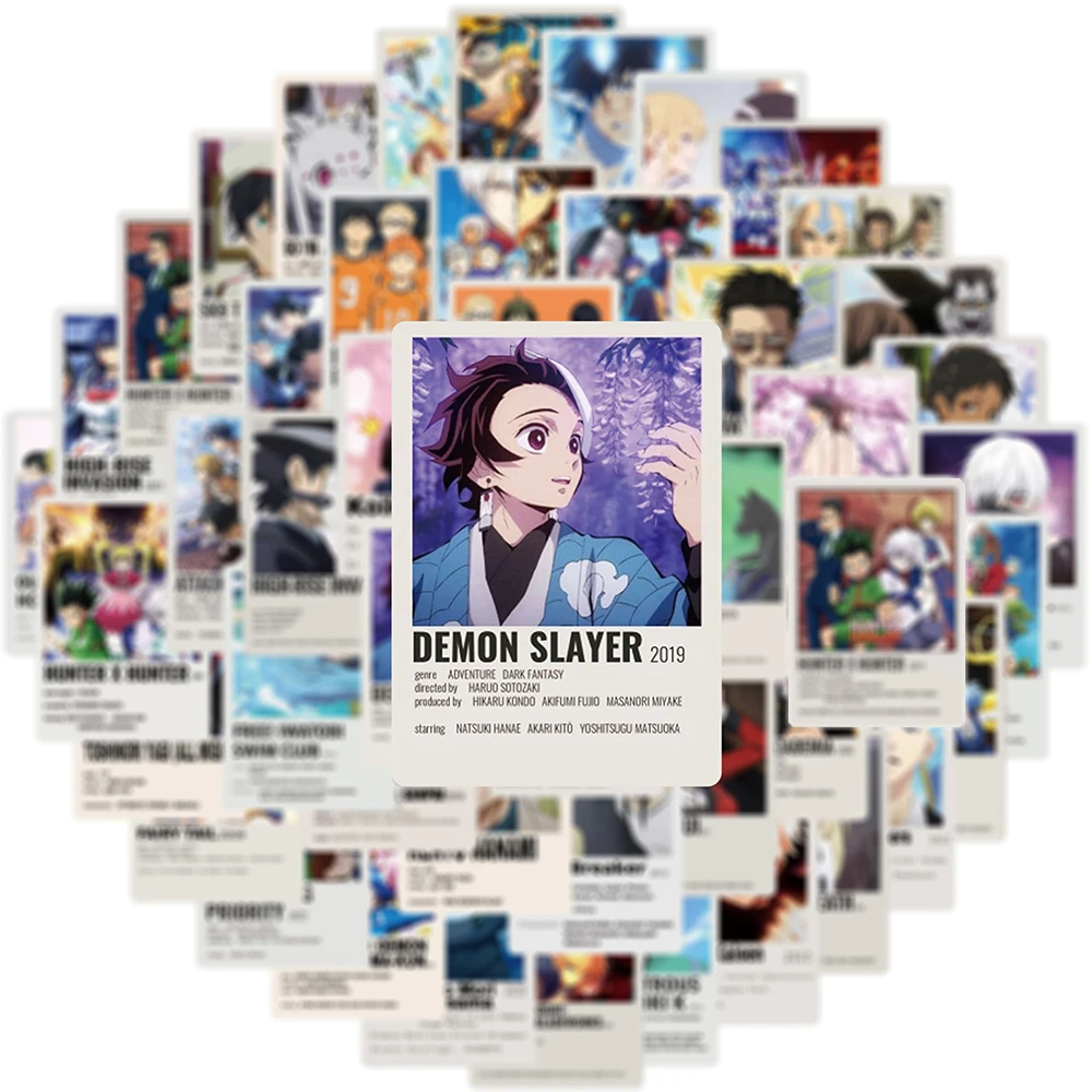 50/100pcs Mix Anime Attack on Titan Jujutsu Kaisen Poster Stickers Aesthetic Decals Kids Toy Laptop Phone Car Decoration Sticker