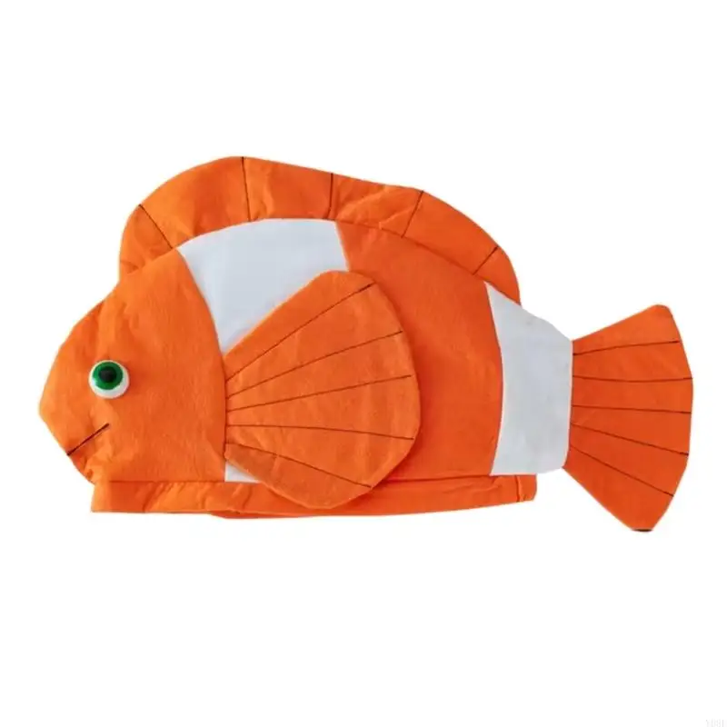 

Модная шляпа в виде рыбы-клоуна с большими глазами и уникальным цветом, шляпа в виде рыбы на Хэллоуин, костюм, головной убор для