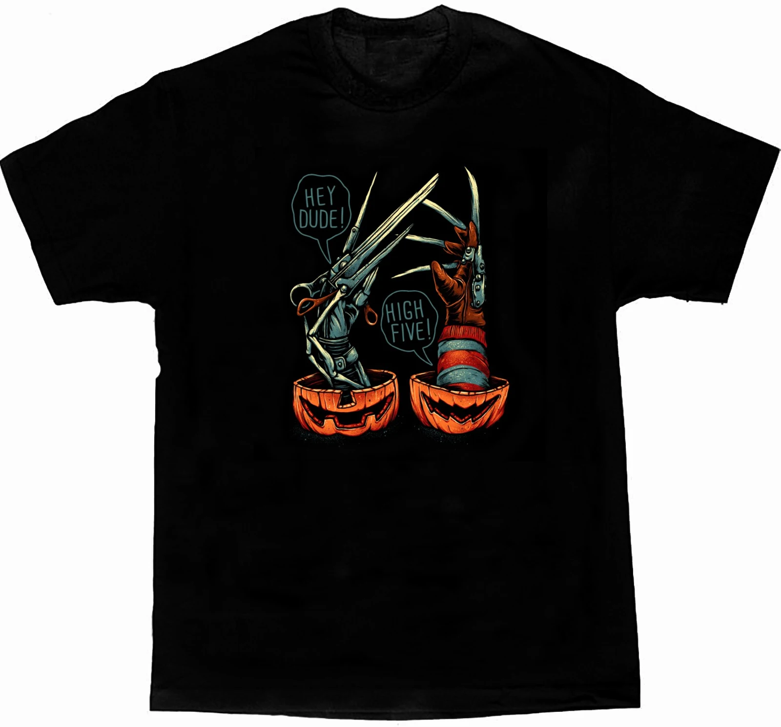 Treak or Treat or Cut. Halloween Pumpkin Scissors and Knives T Shirt. Short Sleeve 100% Cotton Casual T-shirts Loose Top S-3XL