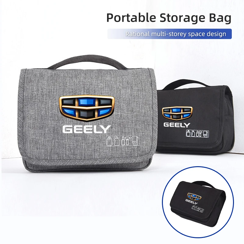 

Car LOGO Portable Toiletry Washbag Waterproof Travel Women Cosmetic Storage Bag For Geely Atlas SUV Boyue Borui Coolray Emgrand