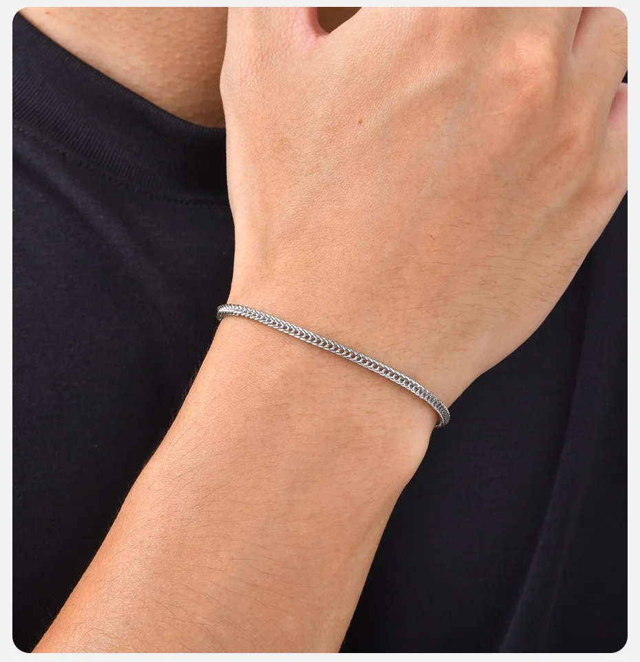 Vnox 2,4 mm breites Gliederkettenarmband aus Edelstahl, verstellbares Armband, minimalistischer Schmuck, Geschenk für Damen und Herren, für den täglichen Gebrauch – Detail 3