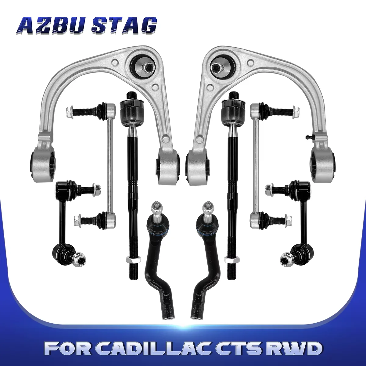 

AzbuStag 10Pcs Front Upper Control Arm Tie Rod Link Suspension Kits for Cadillac CTS 2008 2009 2010 2011 2012 2013 2014 15219468