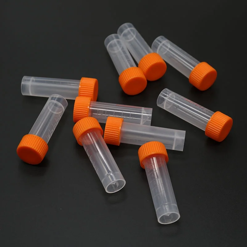 10pcs 5ML Graduated Plastic Graduated Cryogenic Refrigeration Tube Laboratory Transparent Sample Storage Container Tube