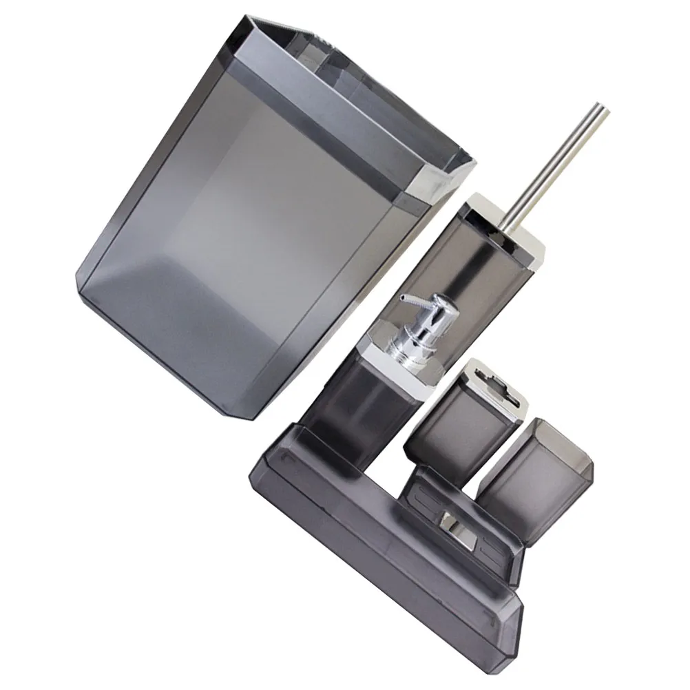 

Набор аксессуаров для ванной комнаты: держатель для зубных щеток, мыльница, дозатор для жидкого мыла, мусорное ведро, ершик для унитаза (1 комплект)