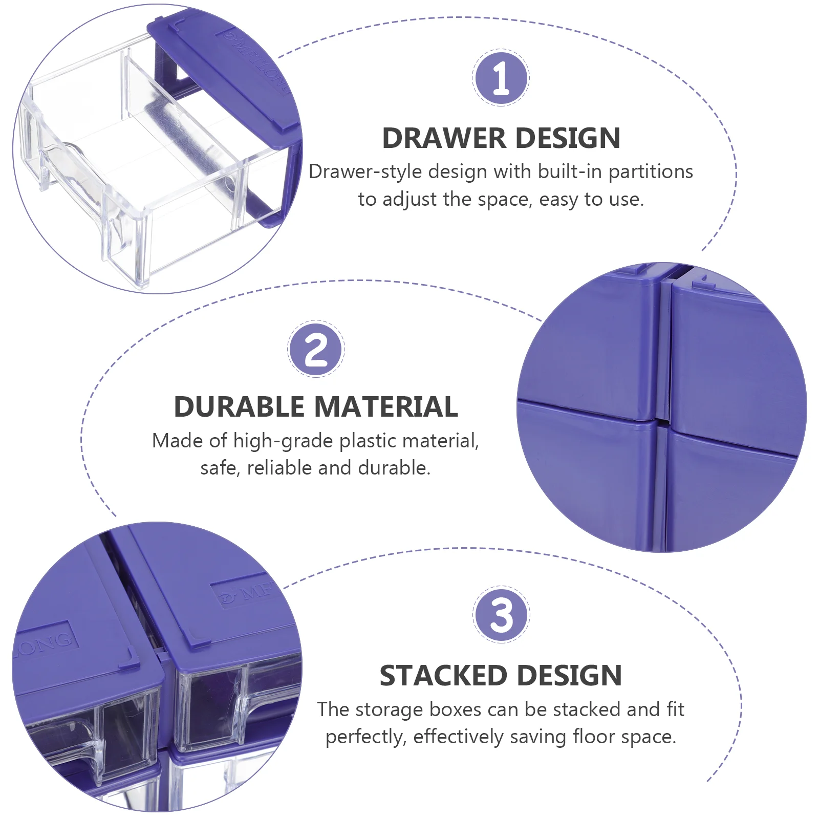 4 Pcs Drawer Storage Box Plastic Organizers Organizing Boxes Workshop Drawers Tool Container Component