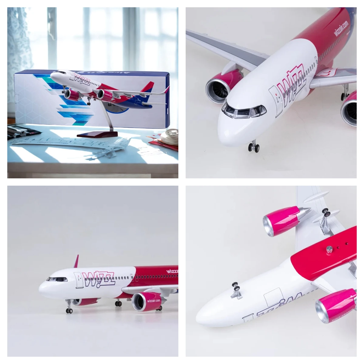 เครื่องบินของเล่นสําหรับเด็กขนาด 47 ซม.320 เครื่องบินWizzเรซิ่นประกอบA320 เครื่องบินรุ่นDiecast LED Lightสําหรับคอลเลกชัน