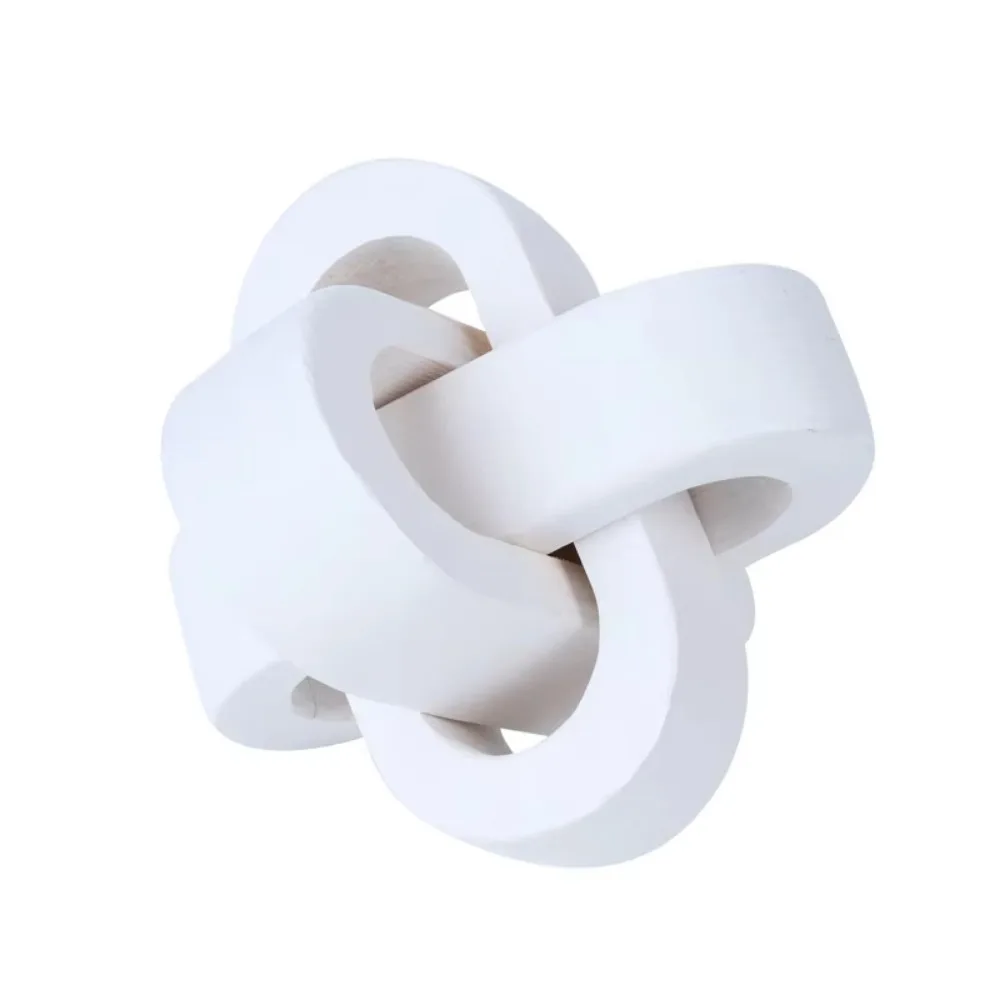 Creative Art Craft Wood Knot Ornament Hand-carved Handmade Wooden Buckle 3-Link Chain Wooden Chain Ball Table